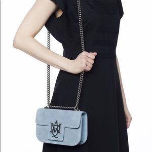 McQueen Light Blue Suede Leather Shoulder Bag